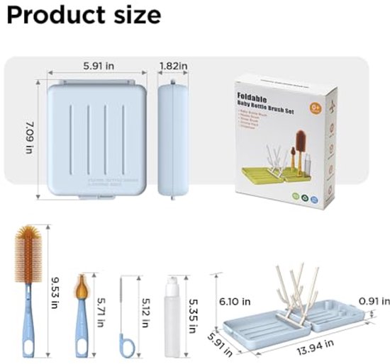 Reisflessenborstel en Reinigingsset met Droogrek voor Babyflessen - BPA-vrij - Perfect voor Reizen — afbeelding 5