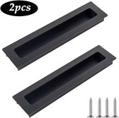 Vierkante handgrepen - Meubelknop - 2 stuks - Voor Inbouwkasten -160 mm Gatafstand - Zwart - Verborgen met Schroef - Van Geborstelde Zinklegering - Voor Kasten, Kaptafels, Schuifdeuren