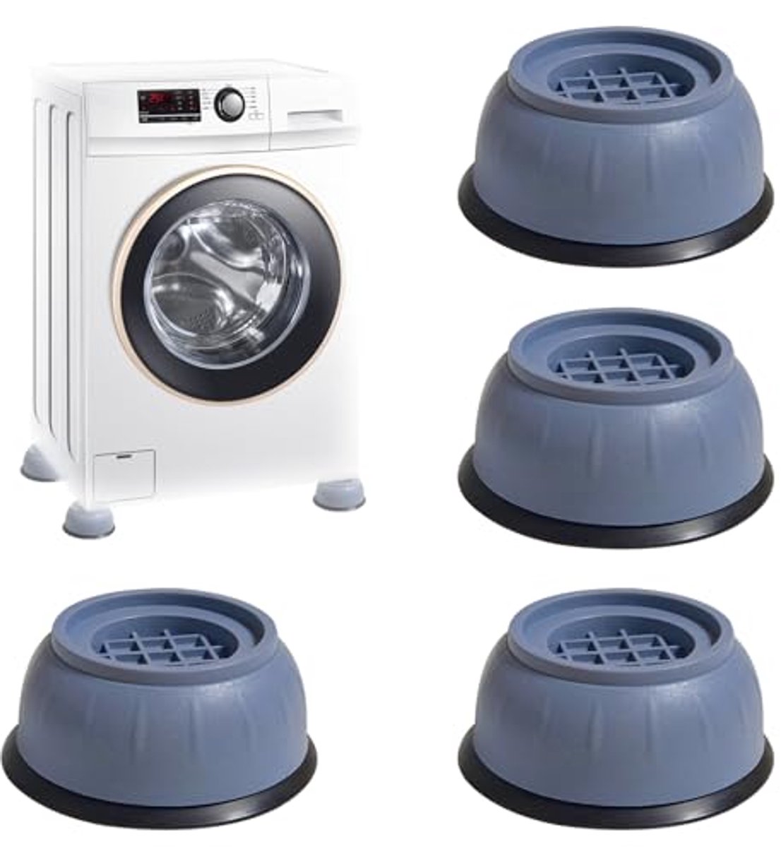 Washer Foot Pads - 4 Piece Anti-Vibration Mat for Washing Machines, Dryers, Refrigerators, and Tables