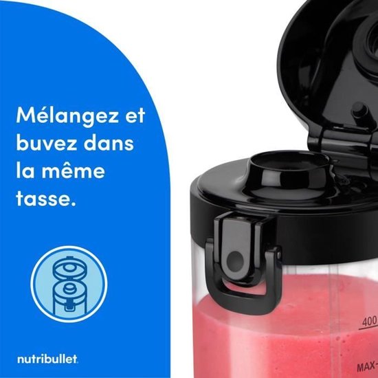 Draagbare blender - NUTRIBULLET - NBP003B - 100 W - 0,475 L - BPA-vrij - Zwart - Inclusief één waterfles van Merkloos — afbeelding 3