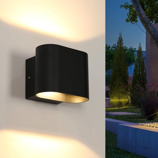 Haobosic Outdoor Waterdicht - Wandlamp - Zandzwart - 14W 3000K - Compact