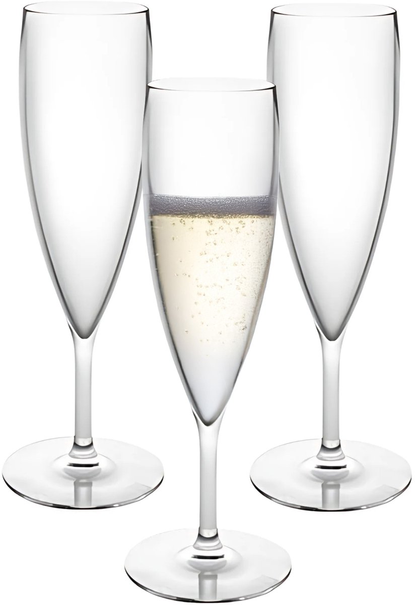 MPDrink Champagne/prosecco flute glas Reims - 4x - 160 ml - onbreekbaar transparant kunststof - camping/catering glazen