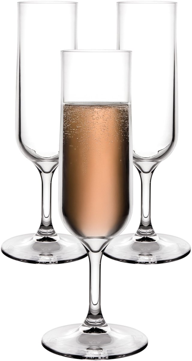 MPDrink Flute Tulp - 4x - SAN kunststof - 16 cl - onbreekbaar - herbruikbaar - champagneglazen - prosseco