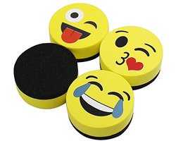 Magnetische Smiley Face Whiteboard Gum - 4 Pack van 2" Droogwisser Gummen