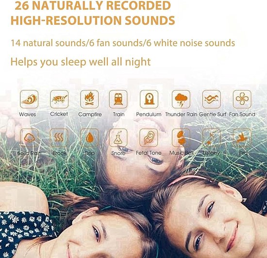 White Noise Machine - Slaapgeluidsmachine voor volwassenen - Draagbaar elektronisch apparaat met automatische uitschakeltimer, oplaadbaar, voor meditatie voor volwassenen en baby's van GLOXME. — afbeelding 5