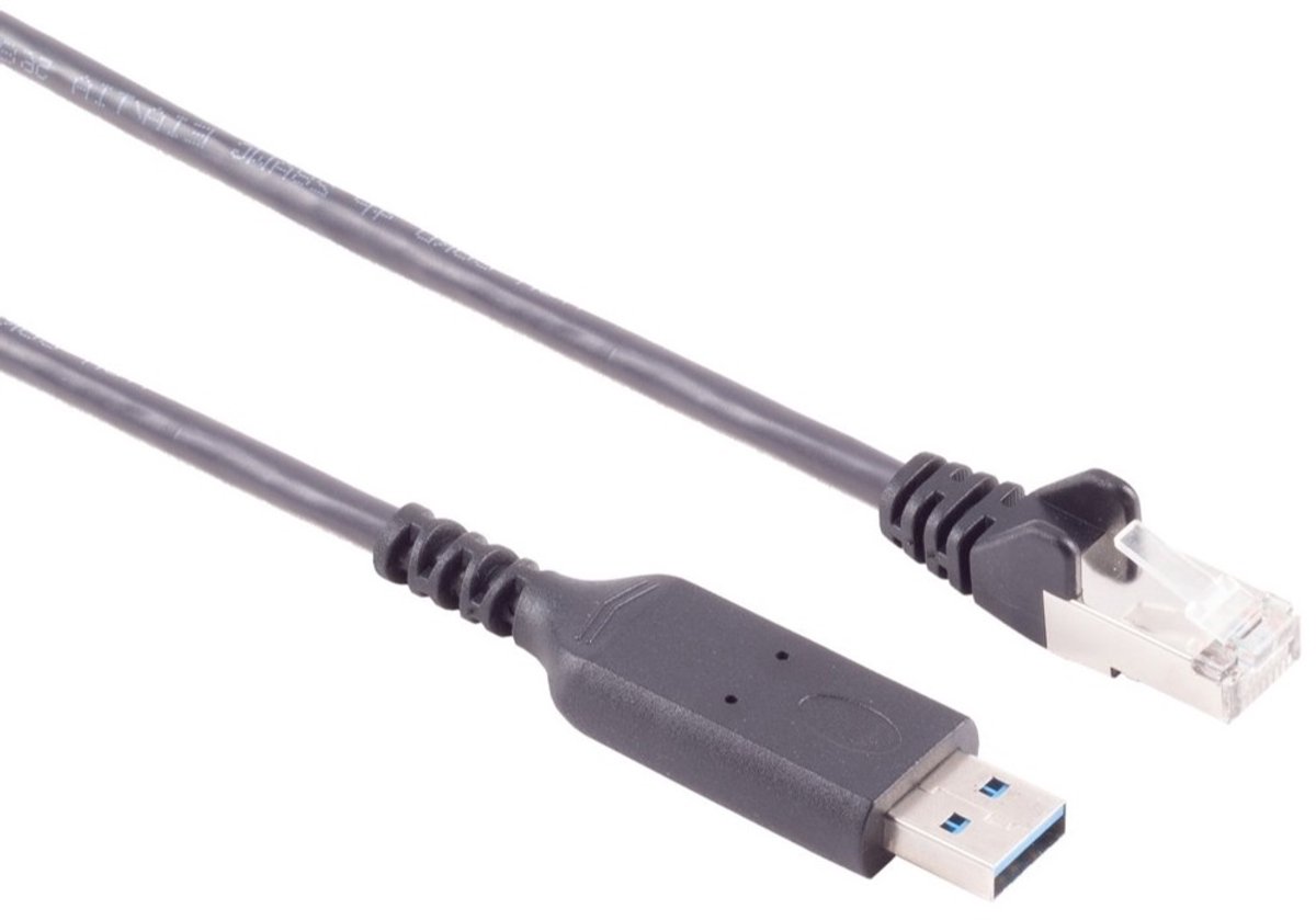 USB-A naar RJ45 LAN kabel | USB3.0 | CAT6 | zwart | 5 meter