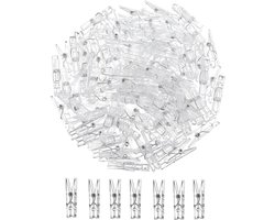 Lentehangende clips, 100 stuks, mini-klemmen, doorzichtige wasknijpers, transparante kunststof klemmen, kleine klemmen voor het ophangen van foto's, lichtkettingen