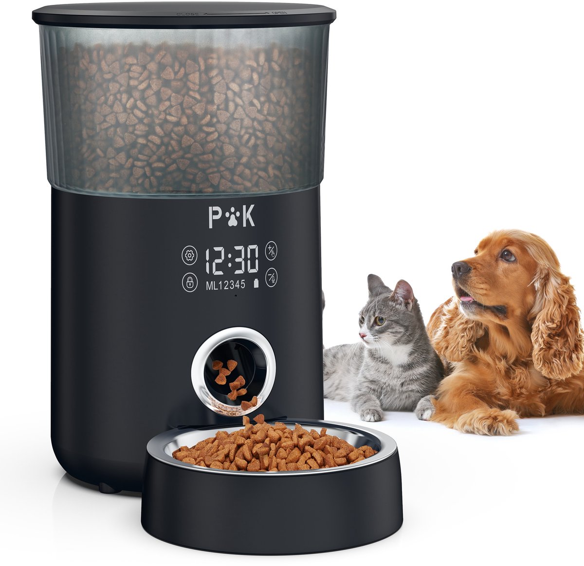 PUPPY KITTY Automatische voerbak kat en hond 4L - Voerautomaat met Touchscreen - Voice Recorder - Zwart - Inclusief Handleiding - PUPPY - €45,99