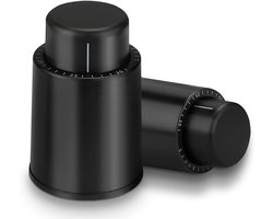 Set van 2 herbruikbare vacuüm wijnstoppers met gegradueerde doppen om de wijn vers te houden. Ideaal cadeau voor wijnliefhebbers.