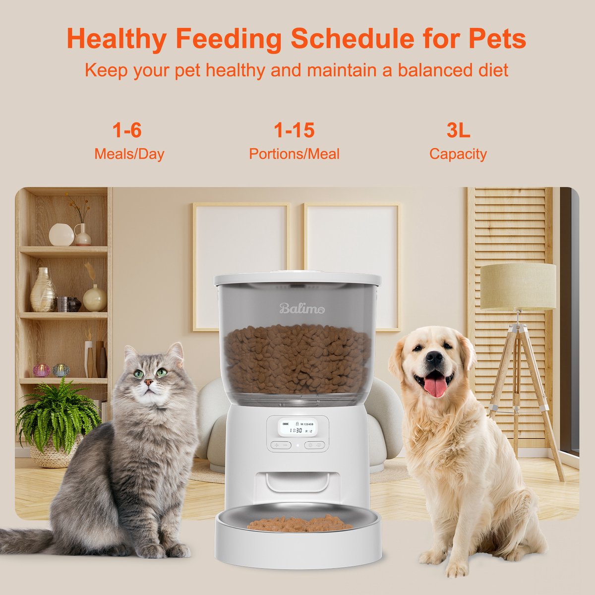 Balimo Automatische Voerbak met LCD Timer 3L voor Katten - afbeelding 2