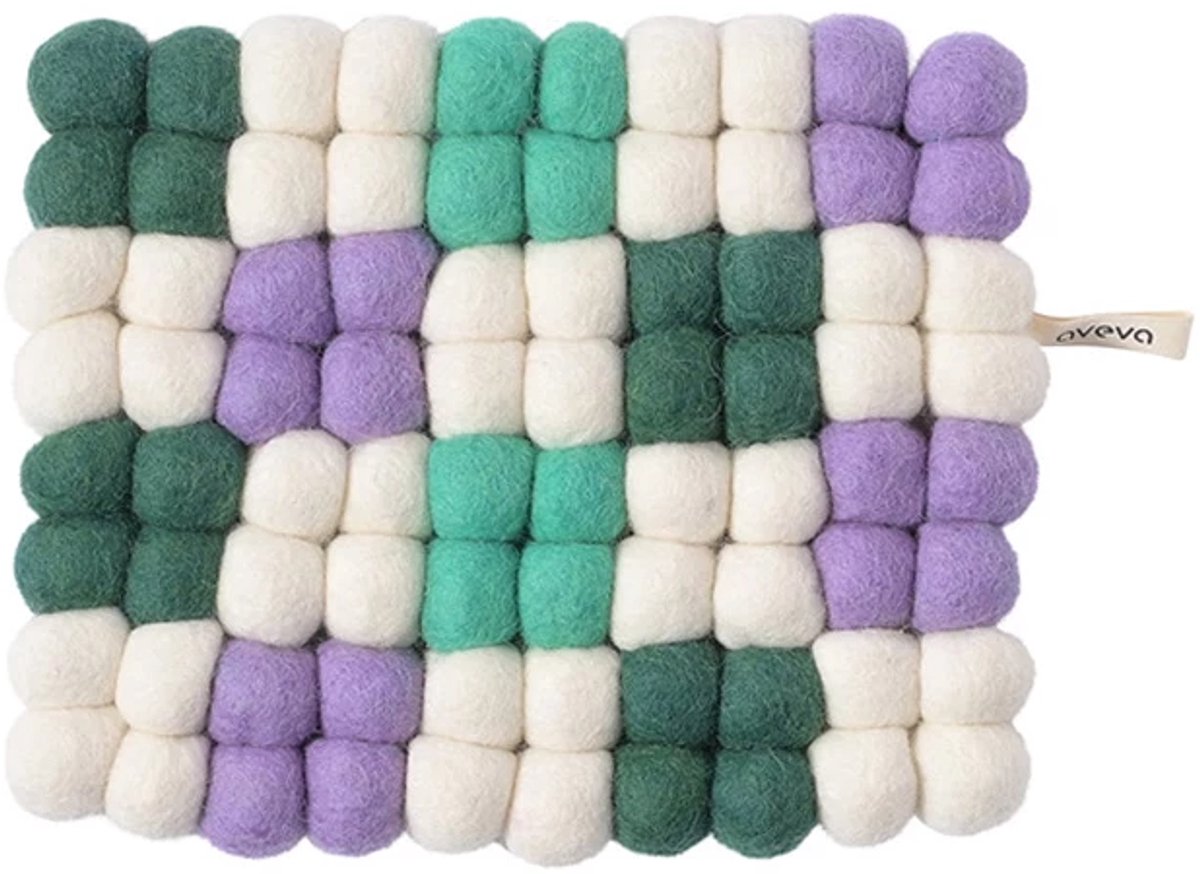 Aveva potonderzetter 22x19cm checked groen / lilac