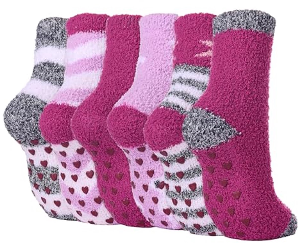Warme en Zachte Fleece Sokken voor Dames – 6 Paar Antislip Sokken voor Thuis