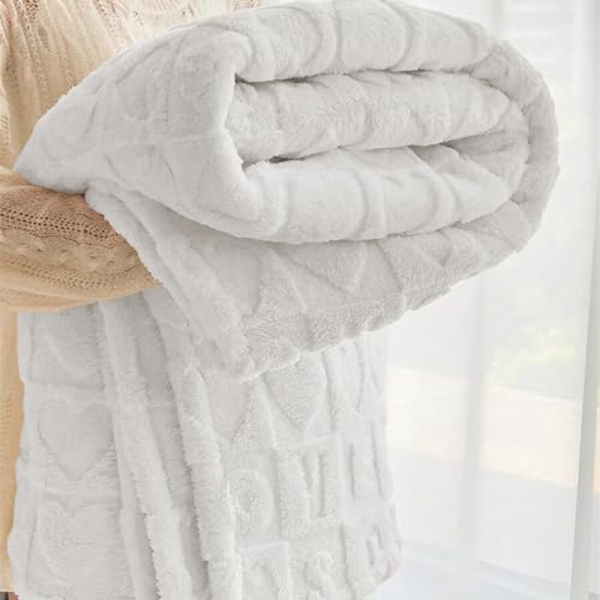 Wollige knuffeldeken 200 x 230 cm - Dikke en warme corduroy deken voor bank en bed