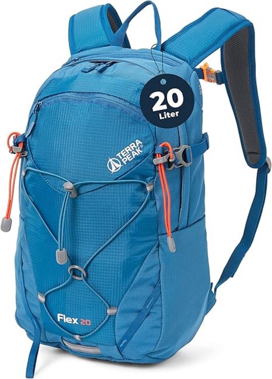 Terra Peak wandelrugzak 20L Flex 20 Premium (klein) met rugventilatie, drinksysteem en regenhoes - Trekkingrugzak van ademend 3D Air Mesh polyester - Outdoor dagrugzak met heupriem