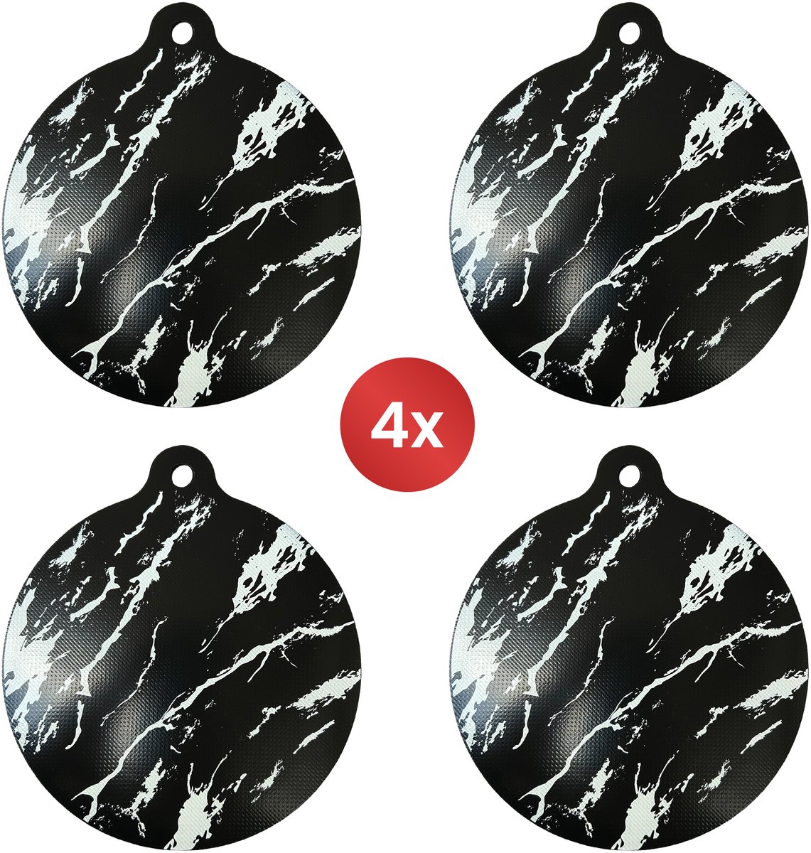 DIVERZA Inductiebeschermer - Set van 4 - 22 cm - Bescherming kookplaat - Hittebestendige Pannenonderzetters - Afdekplaten voor koken - Zwart