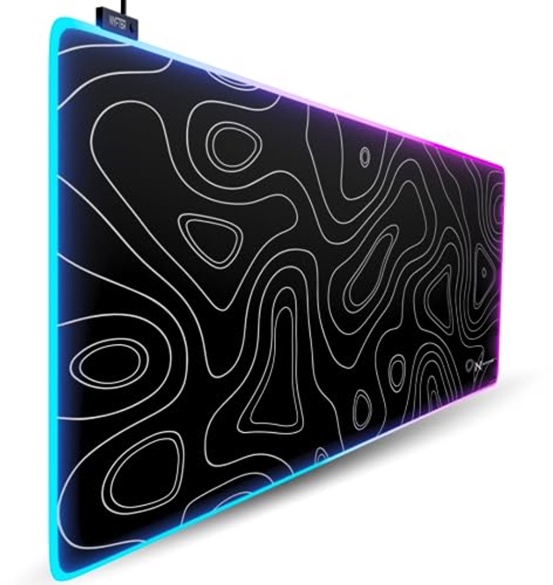 Groot XXL Gaming Muismat RGB met Topografie Ontwerp - 900 x 500 mm - Duurzaam en Hoogwaardige Glide