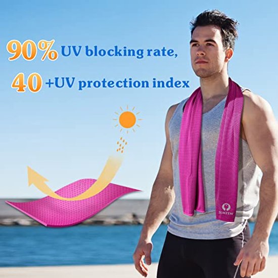 Koeldoek set van 3 100 x 30 cm, microvezel sporthanddoek, verkoelend, koeldoek, Airflip cooling towel, microvezel handdoek – Kleur: Neon groen, Donkerblauw, Grijs, Afmetingen: 100 x 30 cm