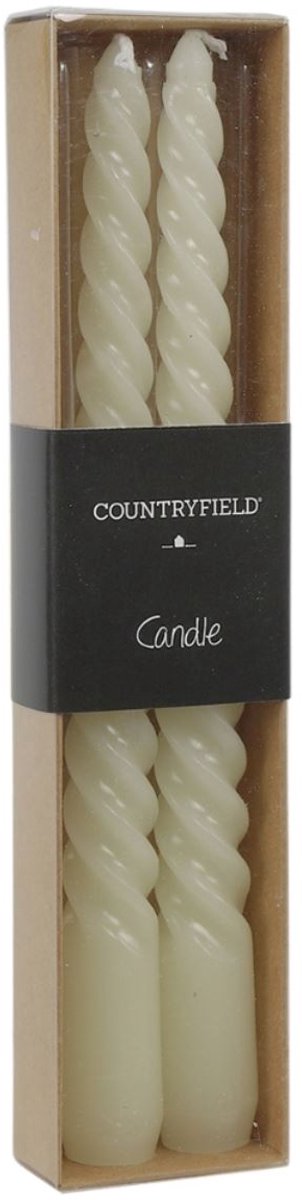 Countryfield dinerkaarsen Twirly crème