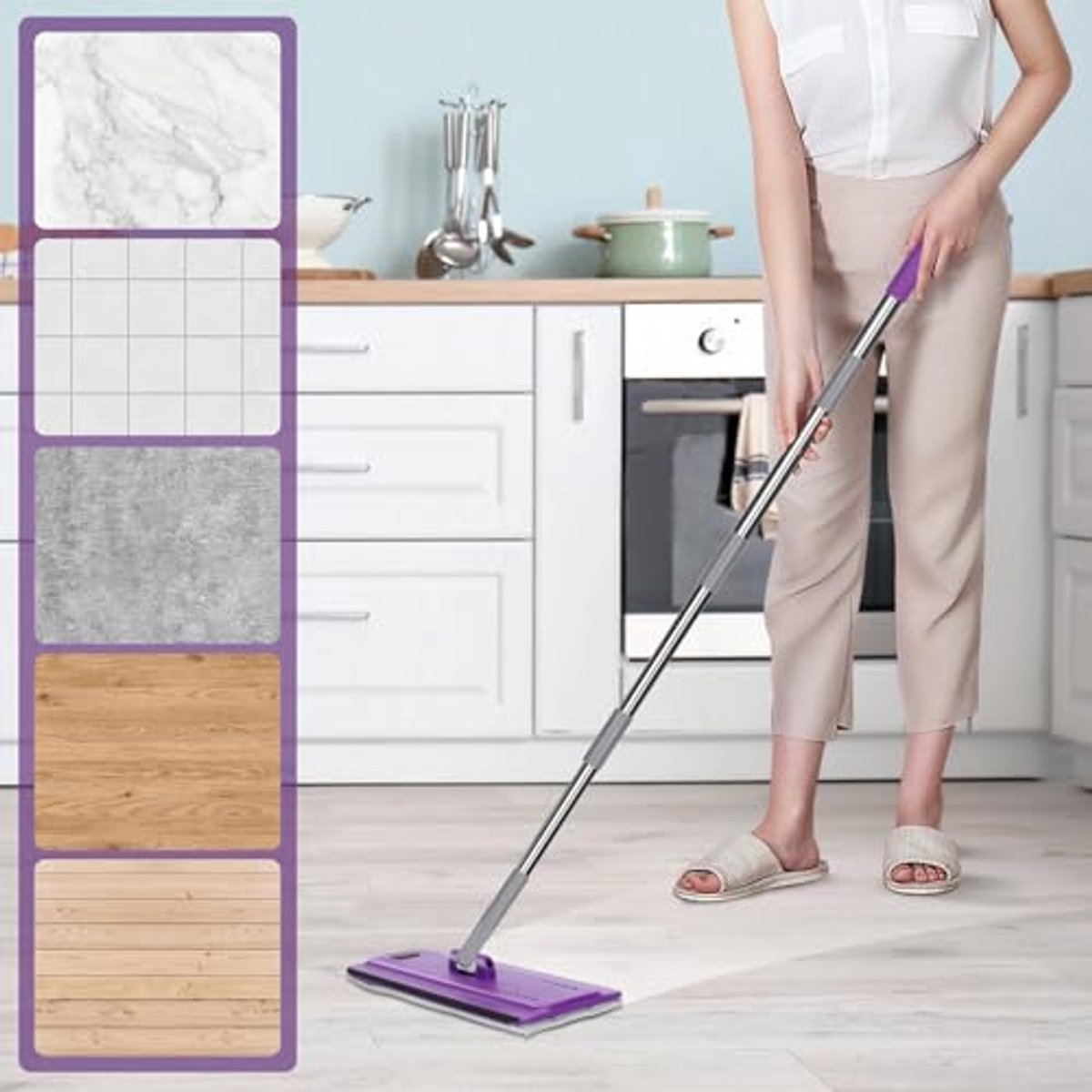 Vloerwisserset met Emmer, Dweilmop en 5 Microvezelpads voor Effectieve Vloerreiniging