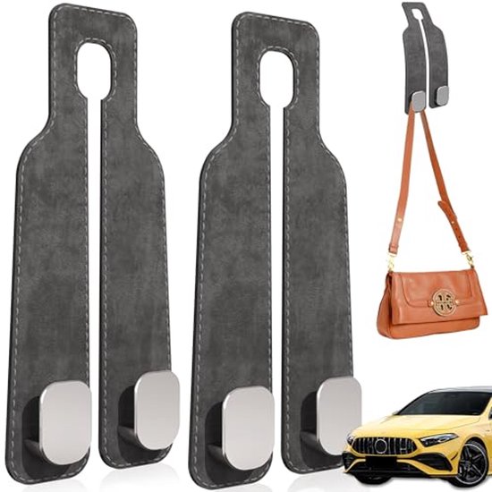 Haak voor autostoel, 4 stuks haken voor hoofdsteunen, auto-accessoires voor hoofdsteun, handtassen, portemonnees, boodschappentassen, waterflessen