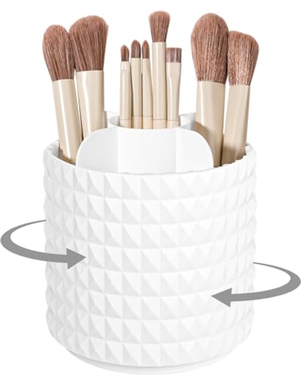 Makeup Borstel Houder Organizer - 360° Draaiende Kosmetica Opberg Cup voor Vanity