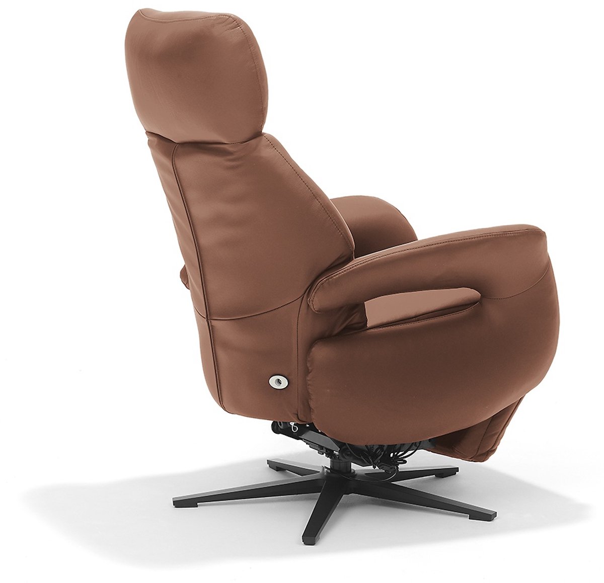 Relaxfauteuil Milo – Echt leer – Sta-op stoel - Elektrisch Verstelbaar – Met accu – 2 Motoren – 360° Draaibaar – Cognac – foto 5