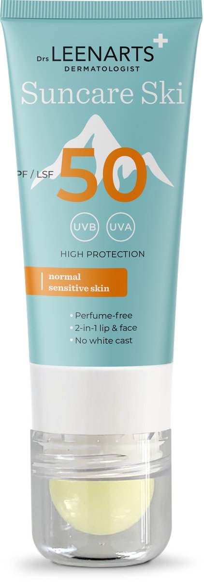 Drs Leenarts Suncare Ski – Combi-tube – Zonnebrandcrème SPF50 (20 ml) + Lippenbalsem SPF25 (4,8 g)