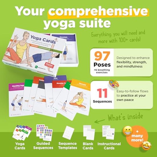 Complete set yoga kaarten voor beginners en gevorderden - Oefen met asana's en sanskriet thuis — afbeelding 5