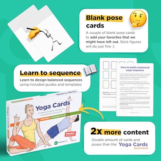 Complete set yoga kaarten voor beginners en gevorderden - Oefen met asana's en sanskriet thuis — afbeelding 3