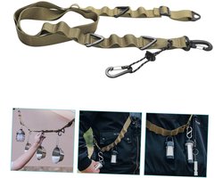 2 stuks - draagbare kampeerlanyard - Multifunctionele buitenlanyard - Waslijn - Luifelhangtouw - Eenvoudige opberging - Zwart en kaki - Lengte 130 cm - Perfect voor kamperen, wandelen, reizen en picknicks