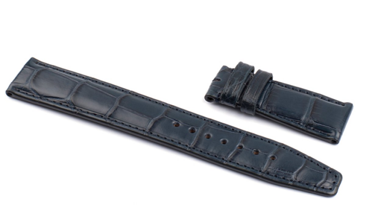 Horlogeband Portugieser Donkerblauw - Leer - 21-18mm