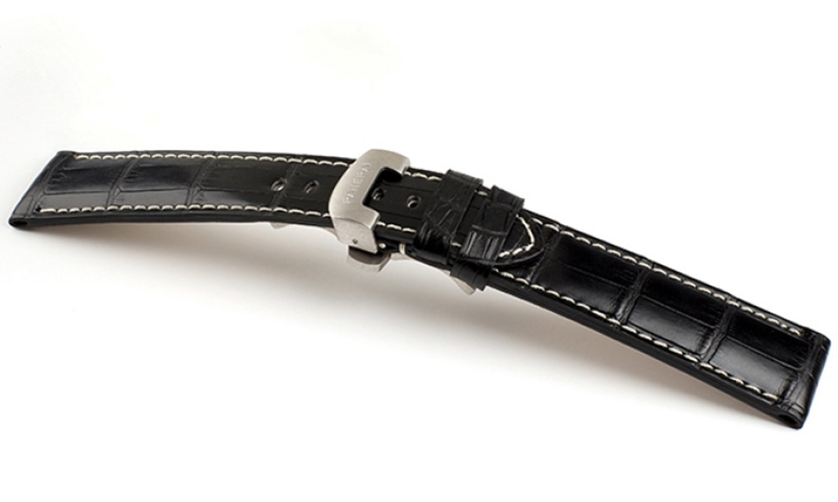 Horlogeband Pisa Zwart - Leer - 24-22mm