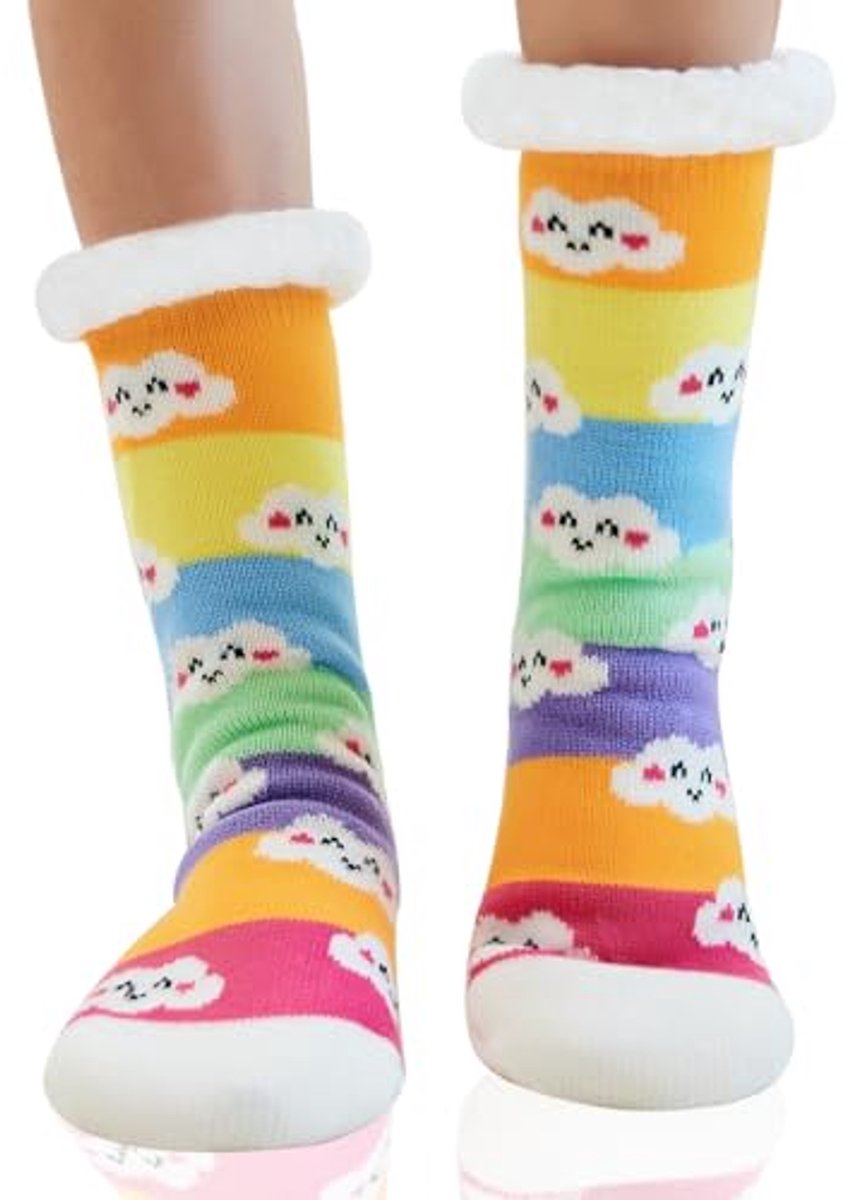 Dames Knuffelsokken - Warme, Dikke Huissokken met Antislip en Fleecevoering - Eén Maat