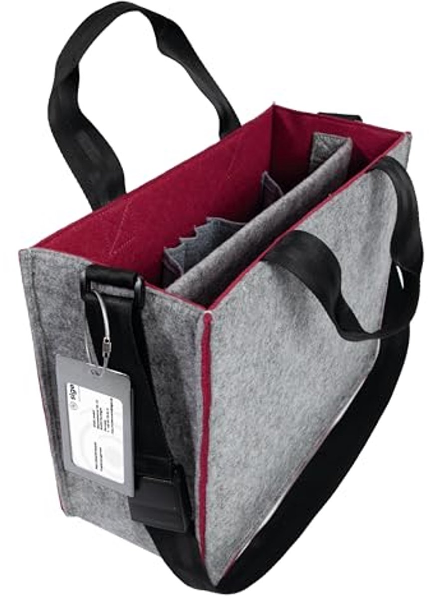 Draagbare en praktische Desk Sharing Tas voor Laptop tot 15,4 inch - Grijs/Dieprood