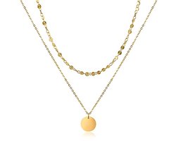 Meerrijige waterdichte ketting voor dames - Gelaagde muntketting in goud, zilver of roségoud