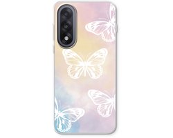 Case Company® - Hoesje geschikt voor OnePlus Nord 5 hoesje - White butterfly - Soft Cover Telefoonhoesje - Bescherming aan alle Kanten en Schermrand