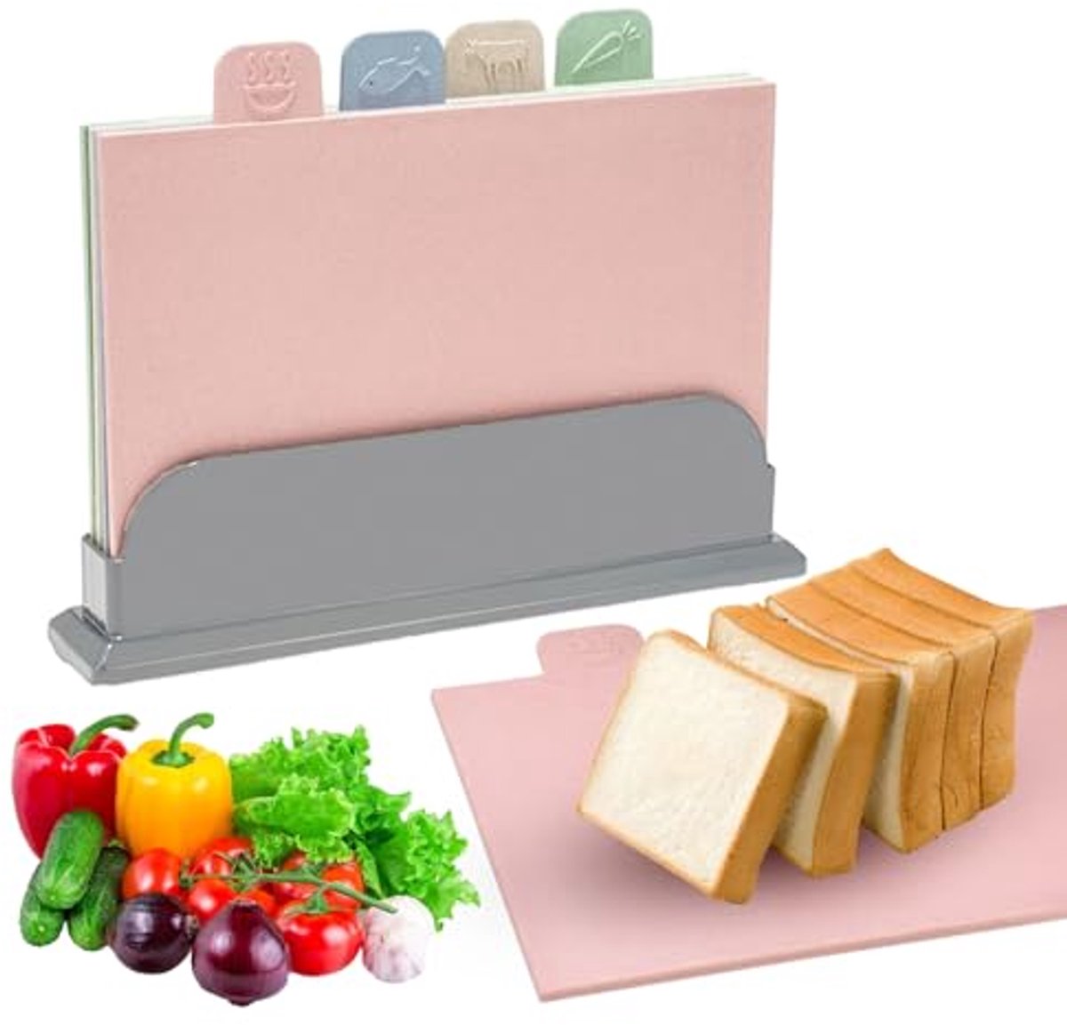 Snijplank Set 4 Stuks - Antislip en Kleurgecodeerd voor Koken