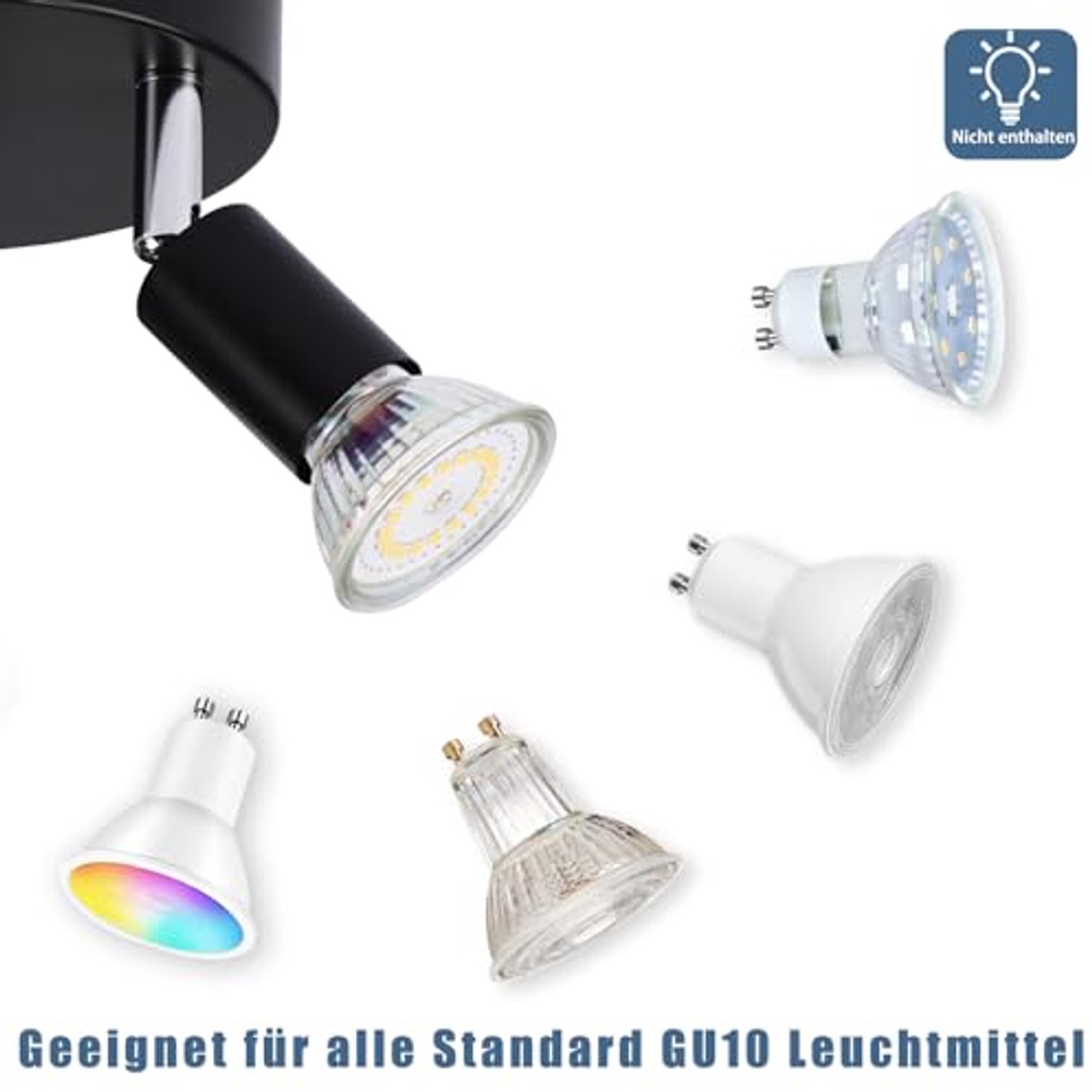 Moderne Draaibare Plafondspot Zwart - LED Plafondlamp GU10 voor Woonkamer, Slaapkamer, Keuken, Hal en Eetkamer