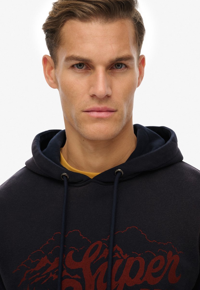 Superdry Lo-fi Outdoors hoodie met relaxte pasvorm Heren Hoodies Marineblauw