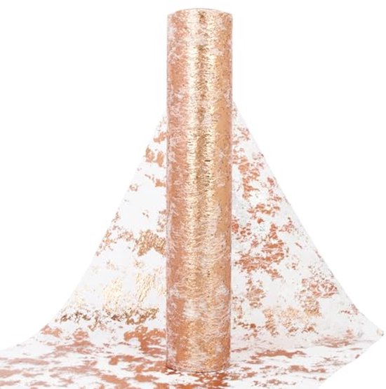 MODERNO Kerst Decoratie Tafelloper vlies-wijnrood met gouden sterren - 5 m lengte, 20 cm breed, voor feestelijke tafels en evenementen