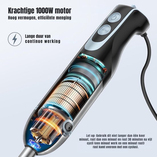MMP® Mixer staafmixer - Mixer - Mixer handmixer - Zilver - ‎6cm x 6cm x 22cm van MMP® — afbeelding 2