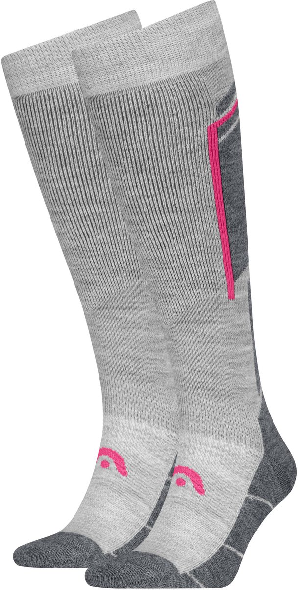 HEAD Skisokken Unisex Beginner Logo 2-Pack Raspberry Grijs
