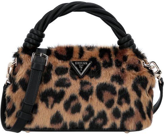 GUESS sac à épaule bandoulière sac à main Shaida Top Handle Crossbody Bag Leopard marron clair