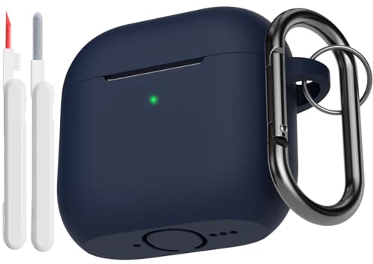 Zachte Siliconen Beschermhoes voor AirPods 4e Generatie met Reinigingsset - Schokabsorberend, Volledig Beschermend, Blauw