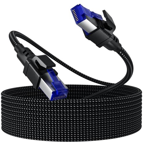 VENTION CAT 8 Netwerkkabel 5m - Gevlochten Nylon, 40Gbps 2000MHz S/FTP, Vergulde RJ45 Voor PS5/Xbox/PC