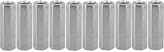 10Pcs M6 Lange Staaf Moer Hex Moer Binnendraad Straight Fit Hex Bar