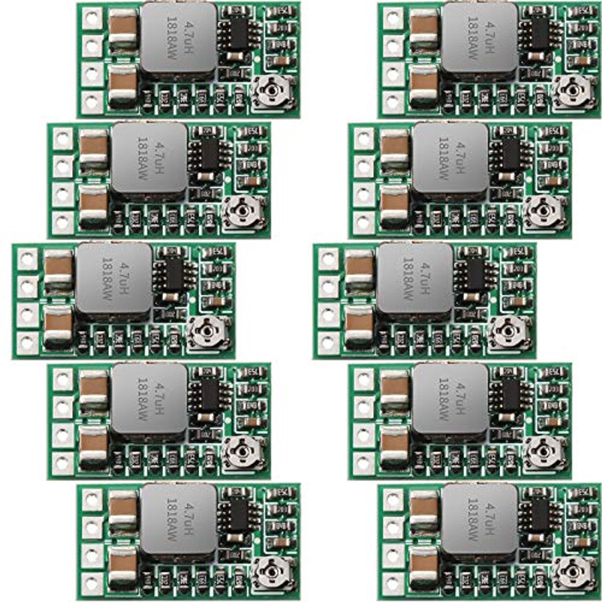 Mini Spanningsomvormer DC 4,5-24 V naar 5 V, 3 A - Set van 10