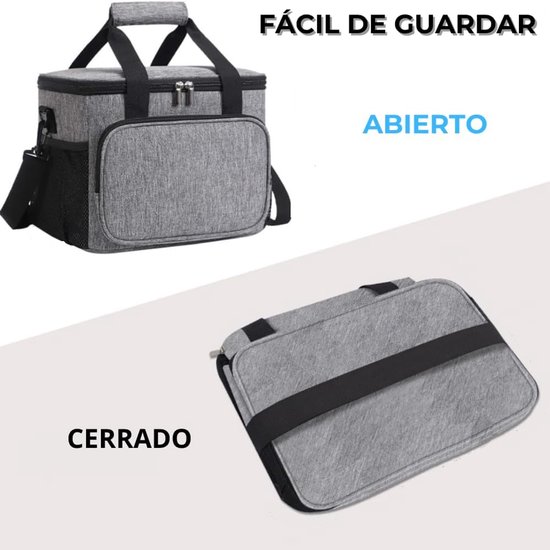 Geïsoleerde koeltas - Crossbody lunchtas - Familie picknicktas - Herbruikbare waterdichte lunchtas voor mannen en vrouwen - Scrubber met dubbele compartimenten - Draagbaar reiswerk - 15L -31*19*23cm-Zwart van Merkloos — afbeelding 5