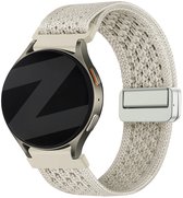 Bandz Hoogwaardig vintage nylon bandje met magneetsluiting geschikt voor Garmin Vivoactive 6 / 5 / 3 / Vivomove / 3 / HR / Style / Luxe / Sport / Trend / Forerunner 645 / 570 / 245 / 170 / 165 / 70 / 55 / Venu / SQ / SQ2 / 2 Plus - Sterrenlicht