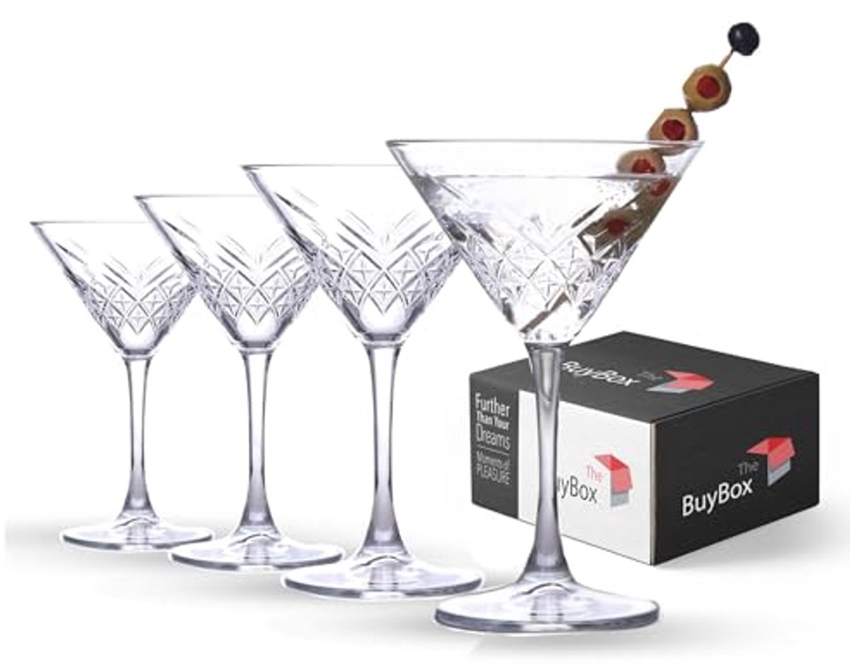 Set van 4 Vintage Martini-glazen - Cocktailglazen voor elke gelegenheid